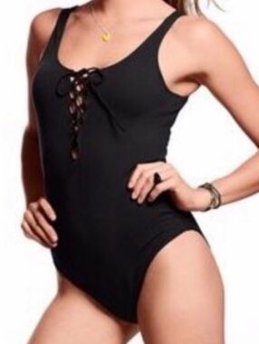 PINK Victoria's Secret lace Up One Piece Swimsuit